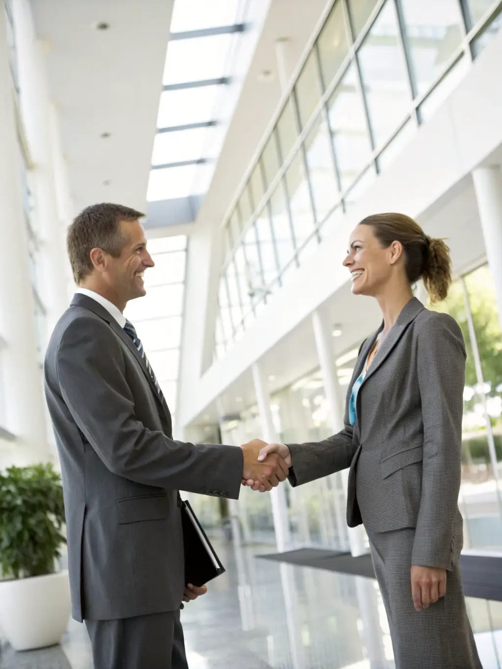 A handshake between a Nashua Cleaning representative and a satisfied client, symbolizing trust and reliability.
